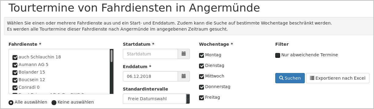 Archivsuche nach Fahrdiensten